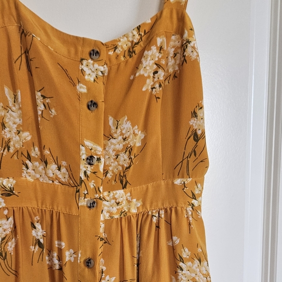 Madewell Yellow Silk Fleur Bow-Back Dress in Butterfly Garden Floral XS - Picture 5 of 13